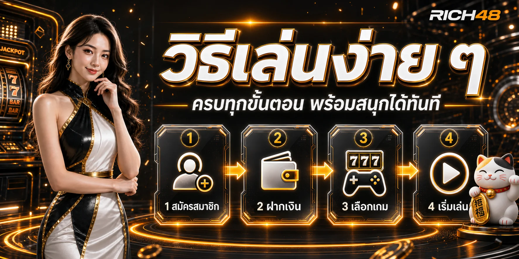 ขั้นตอนใช้งาน RICH48 ตั้งแต่สมัคร ฝากเงิน เลือกเกม และเริ่มเล่น